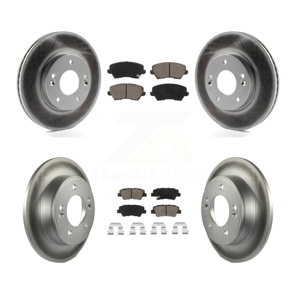 Front Rear Coated Disc Brake Rotors Ceramic Pad Kit For Hyundai Elantra GT Kia Forte Koup KGC-100789