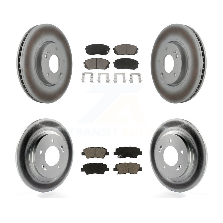 Front Rear Coated Disc Brake Rotors And Ceramic Pads Kit For 2016 Kia Soul EV From Chassis VIN #160921 KGC-100792
