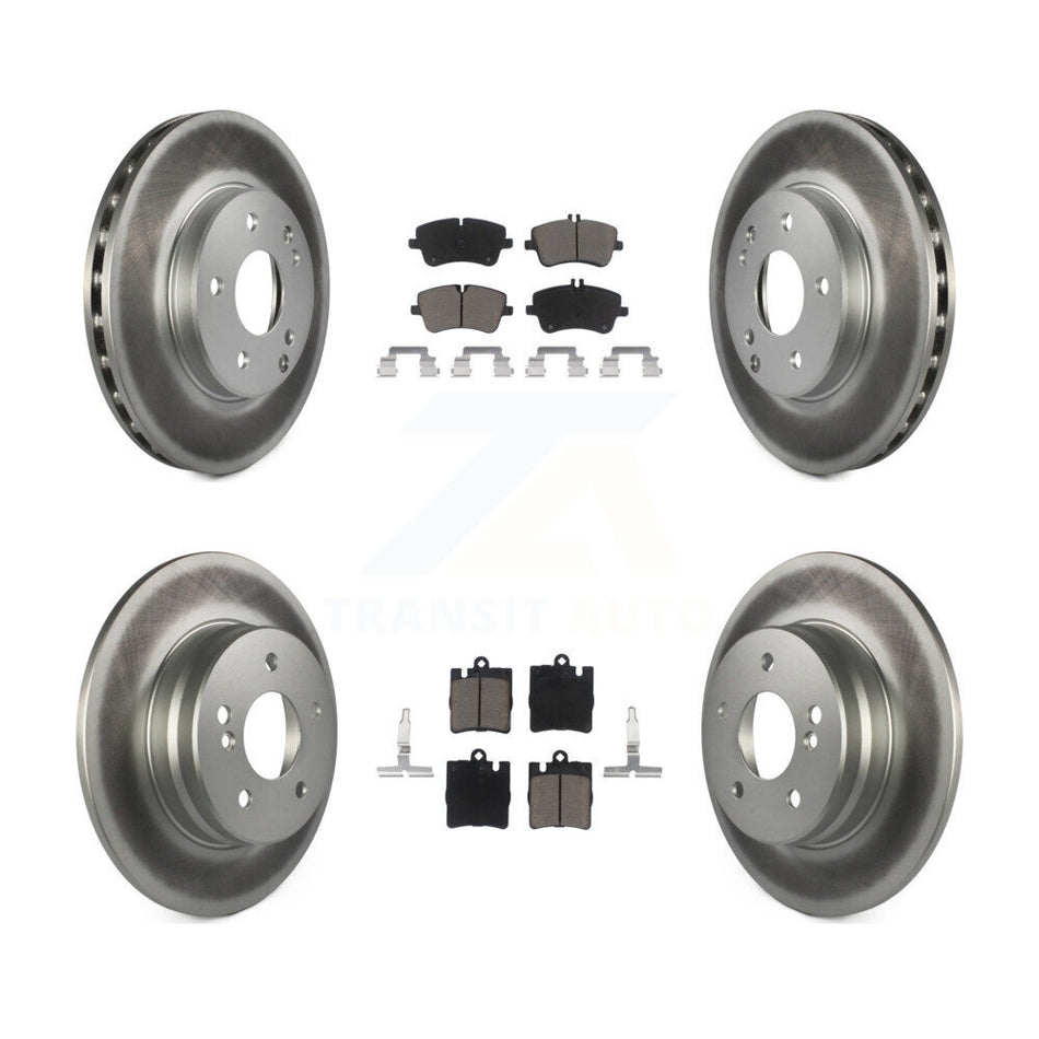 Front Rear Coated Disc Brake Rotors And Ceramic Pads Kit For 2003-2005 Mercedes-Benz C240 Wagon with RWD KGC-100810