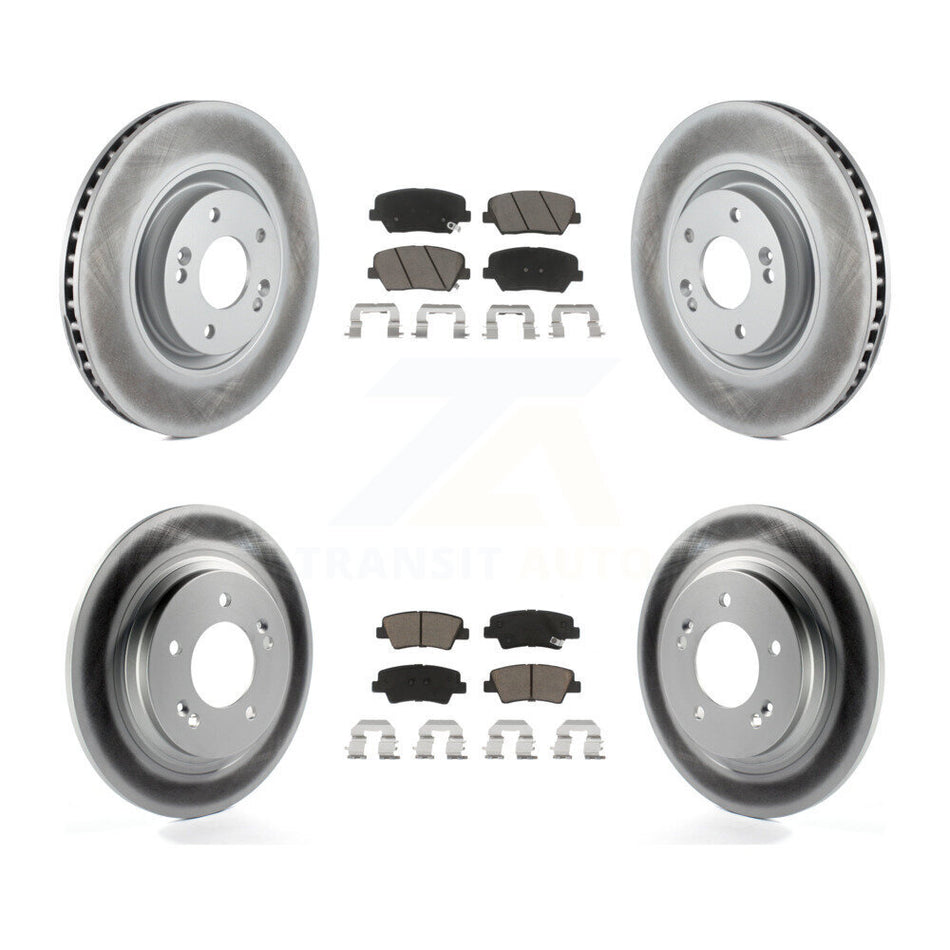 Front Rear Coated Disc Brake Rotors And Ceramic Pads Kit For 2016-2017 Hyundai Azera Limited KGC-100829