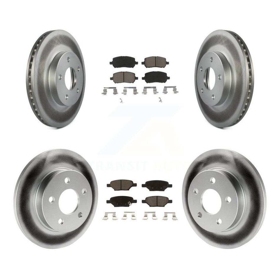 Front Rear Coated Disc Brake Rotors And Ceramic Pads Kit For 2007-2010 Pontiac G5 With Drum Brakes 5 Lug Wheels KGC-100835