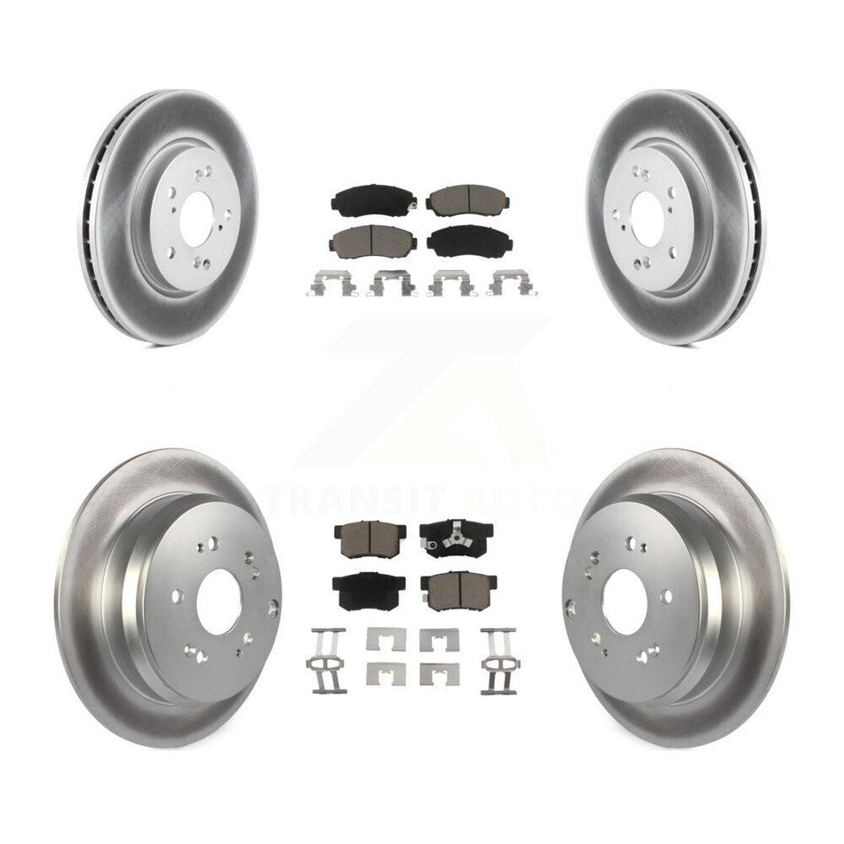 Front Rear Coated Disc Brake Rotors And Ceramic Pads Kit For Honda CR-V Acura RDX KGC-100851