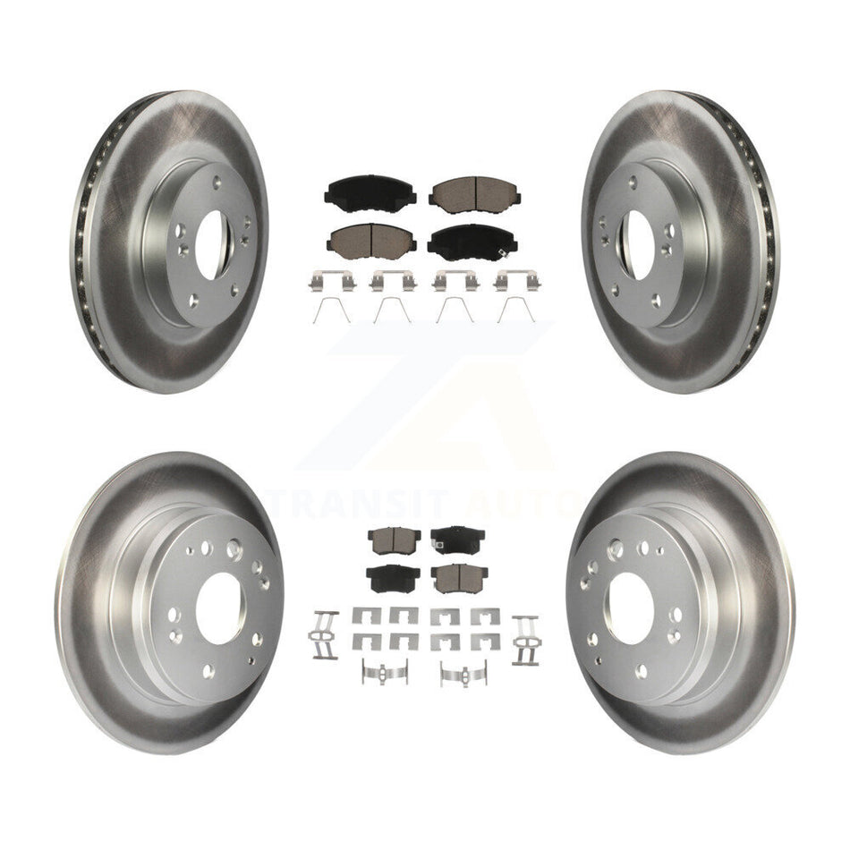 Front Rear Coated Disc Brake Rotors And Ceramic Pads Kit For 2003-2011 Honda Element KGC-100862