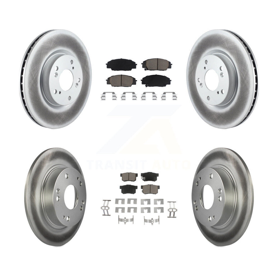 Front Rear Coated Disc Brake Rotors And Ceramic Pads Kit For Honda Civic Acura CSX KGC-100865