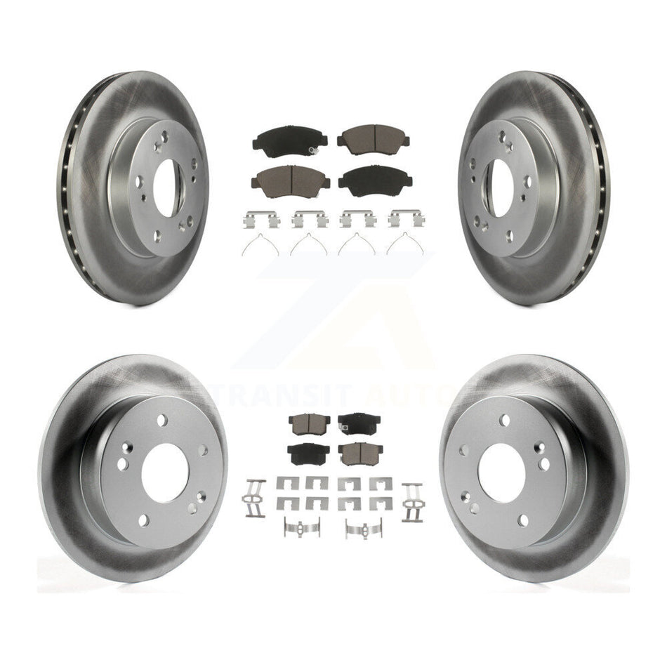 Front Rear Coated Disc Brake Rotors And Ceramic Pads Kit For Honda Civic Acura RSX KGC-100868