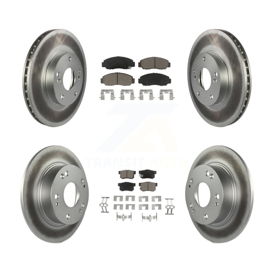 Front Rear Coated Disc Brake Rotors And Ceramic Pads Kit For Honda Accord KGC-100873