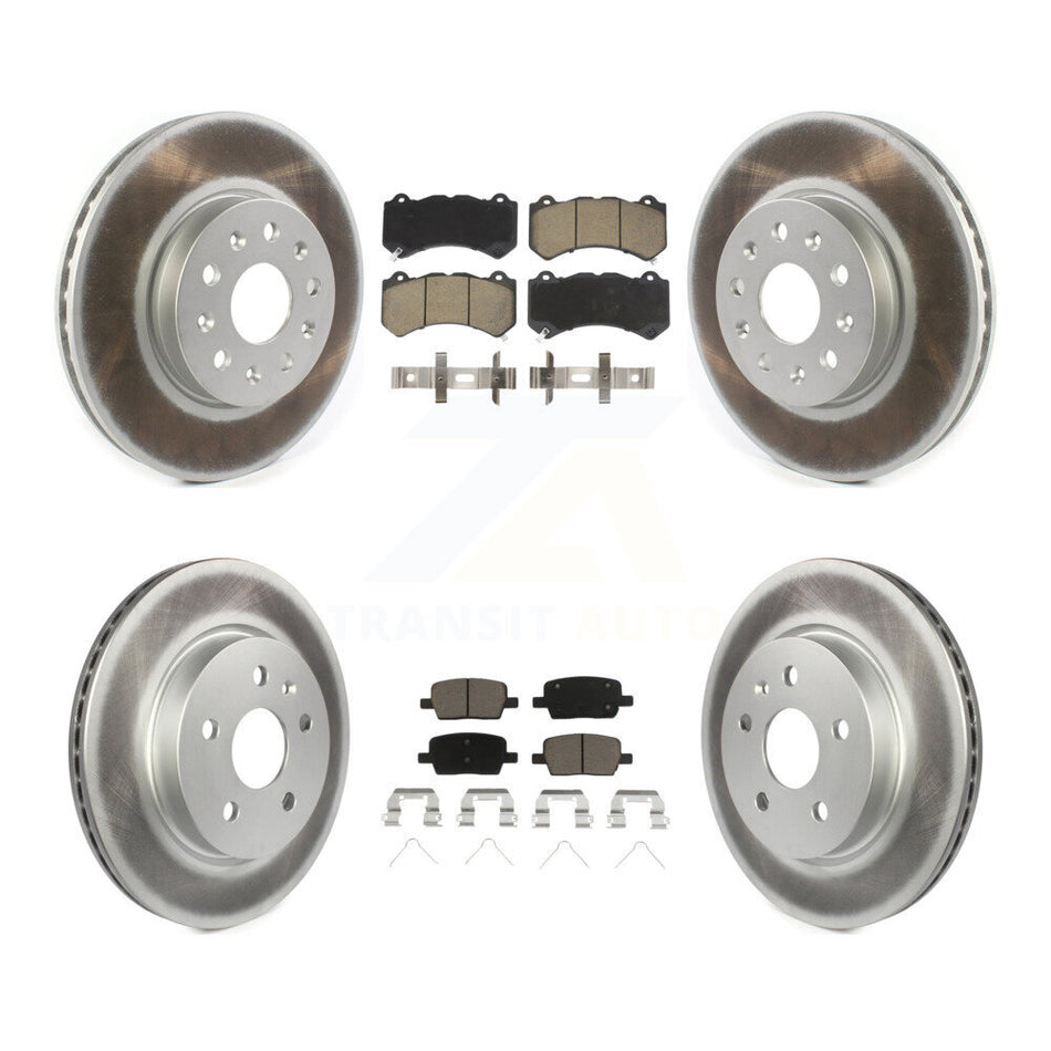 Front Rear Coated Disc Brake Rotors And Ceramic Pads Kit For 2019-2020 Chevrolet Camaro LT LS With 6 Piston Brembo Calipers KGC-100886