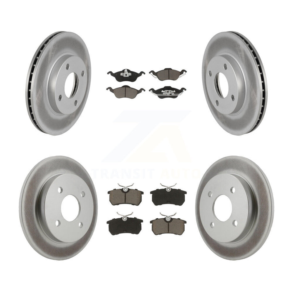 Front Rear Coated Disc Brake Rotors And Ceramic Pads Kit For Ford Focus KGC-100887
