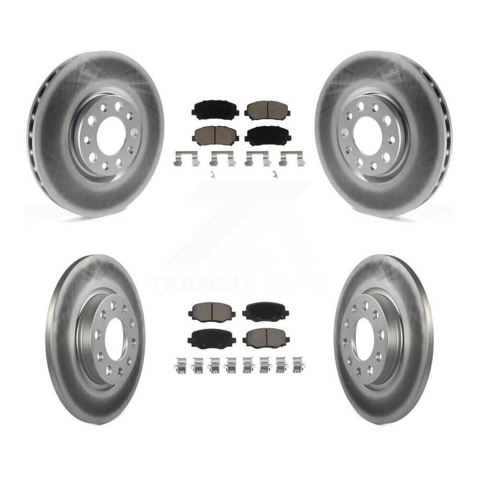 Front Rear Coated Disc Brake Rotors And Ceramic Pads Kit For 2015-2017 Chrysler 200 With 305mm Diameter Rotor KGC-100894