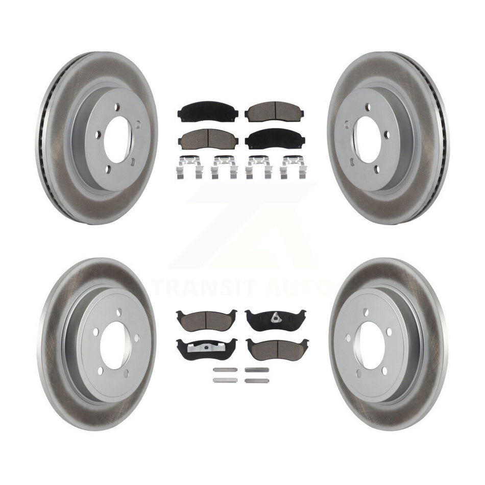 Front Rear Coated Disc Brake Rotors And Ceramic Pads Kit For Ford Explorer Mercury Mountaineer KGC-100896