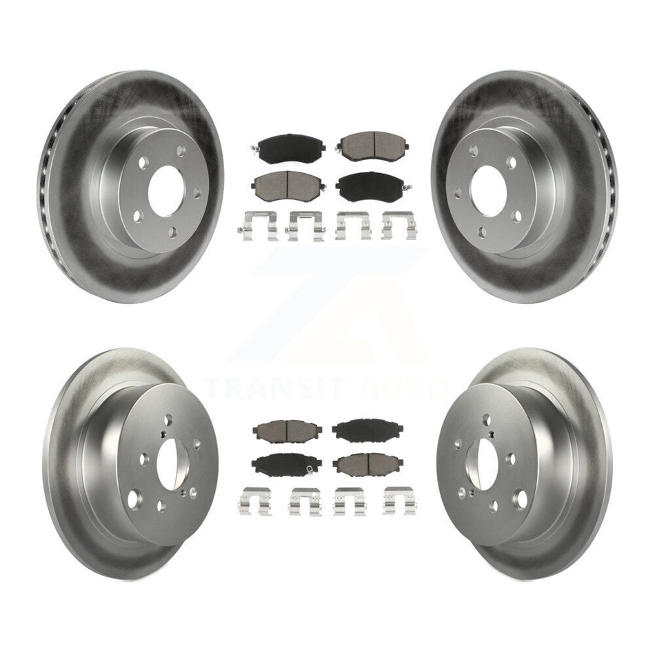 Front Rear Coated Disc Brake Rotors And Ceramic Pads Kit For Subaru Impreza KGC-100915
