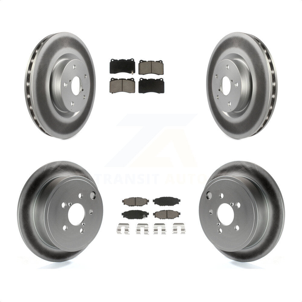 Front Rear Coated Brake Rotor Ceramic Pad Kit For 2014 Subaru WRX With 15\\" Factory Wheels KGC-100927