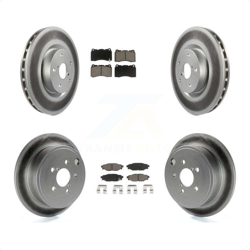 Front Rear Coated Brake Rotor Ceramic Pad Kit For 2014 Subaru WRX With 15\\" Factory Wheels KGC-100927