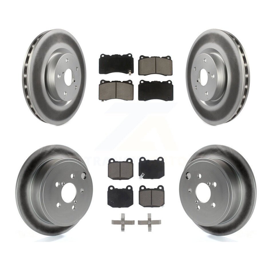 Front Rear Coated Brake Rotor Ceramic Pad Kit For 2014 Subaru WRX With 17" Factory Wheels KGC-100930
