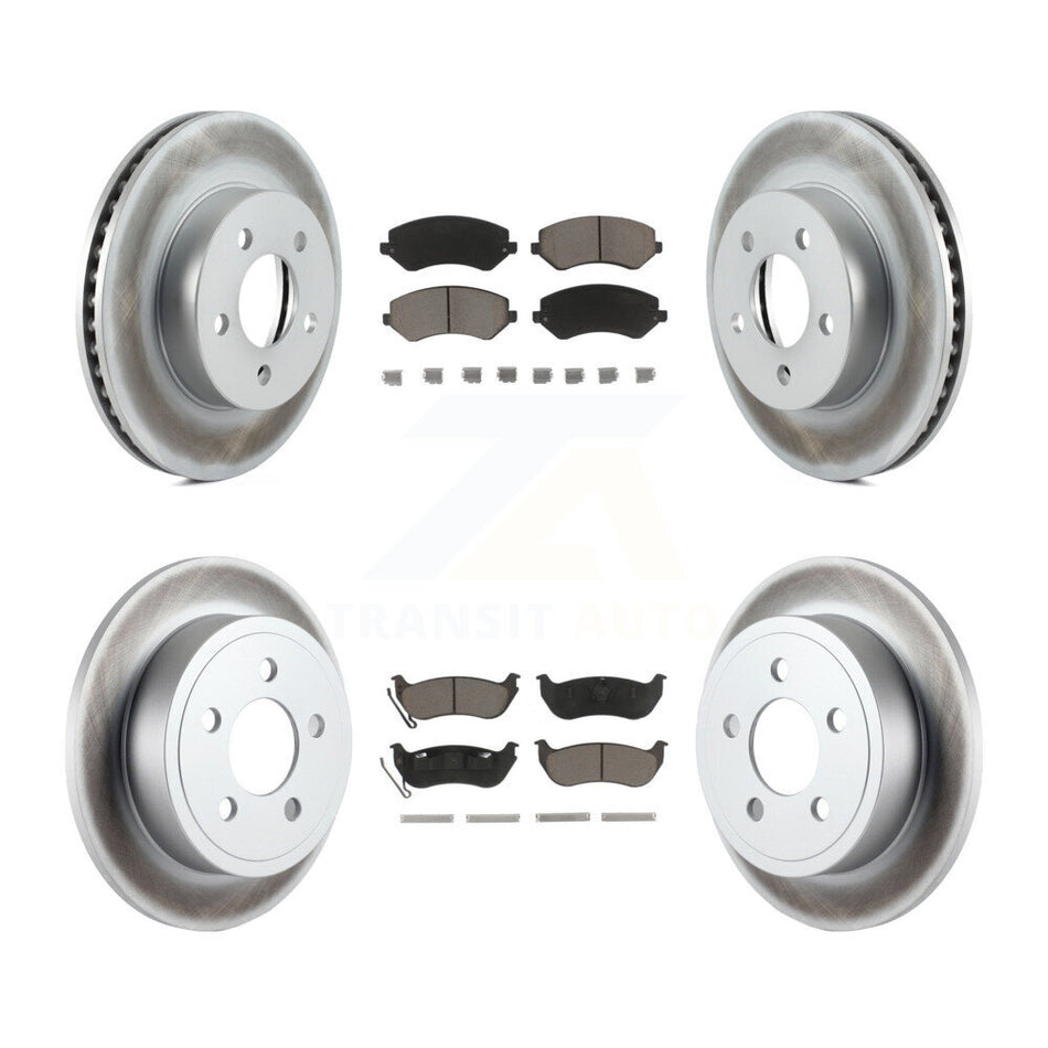 Front Rear Coated Disc Brake Rotors And Ceramic Pads Kit For 2003-2007 Jeep Liberty KGC-100934