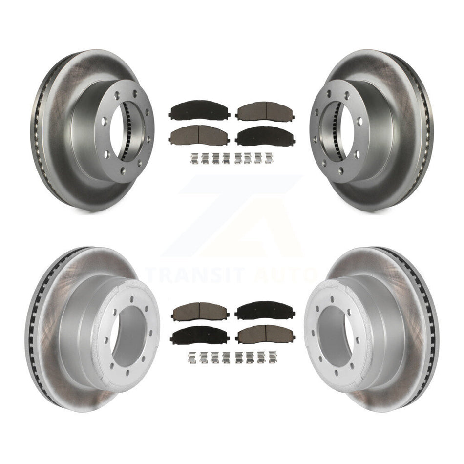 Front Rear Coated Disc Brake Rotors And Ceramic Pads Kit For Ford F-250 Super Duty F-350 F-450 KGC-100940