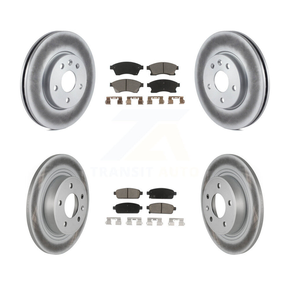 Front Rear Coated Disc Brake Rotors And Ceramic Pads Kit For 2013 Chevrolet Cruze With 292mm Diameter Rotor KGC-100946