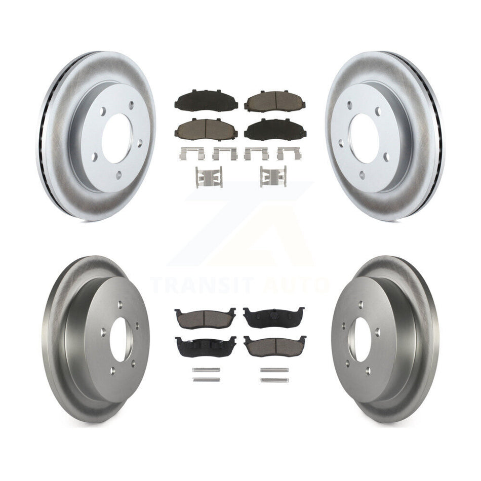 Front Rear Coated Disc Brake Rotors And Ceramic Pads Kit For Ford F-150 Heritage 4WD KGC-100952