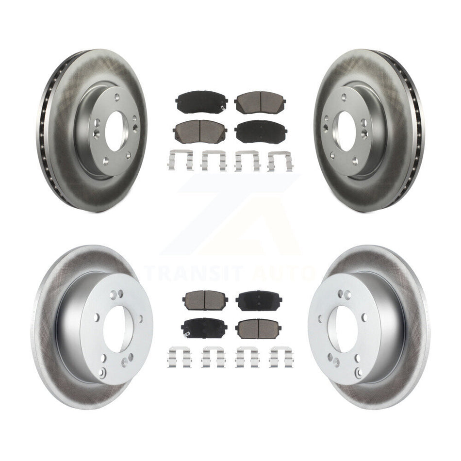 Front Rear Coated Disc Brake Rotors And Ceramic Pads Kit For 2010-2012 Kia Rondo KGC-100962