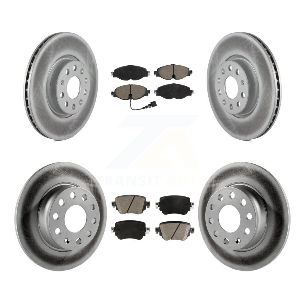 Front Rear Coated Brake Rotor Ceramic Pad Kit For Volkswagen Golf SportWagen GTI Alltrack KGC-100978