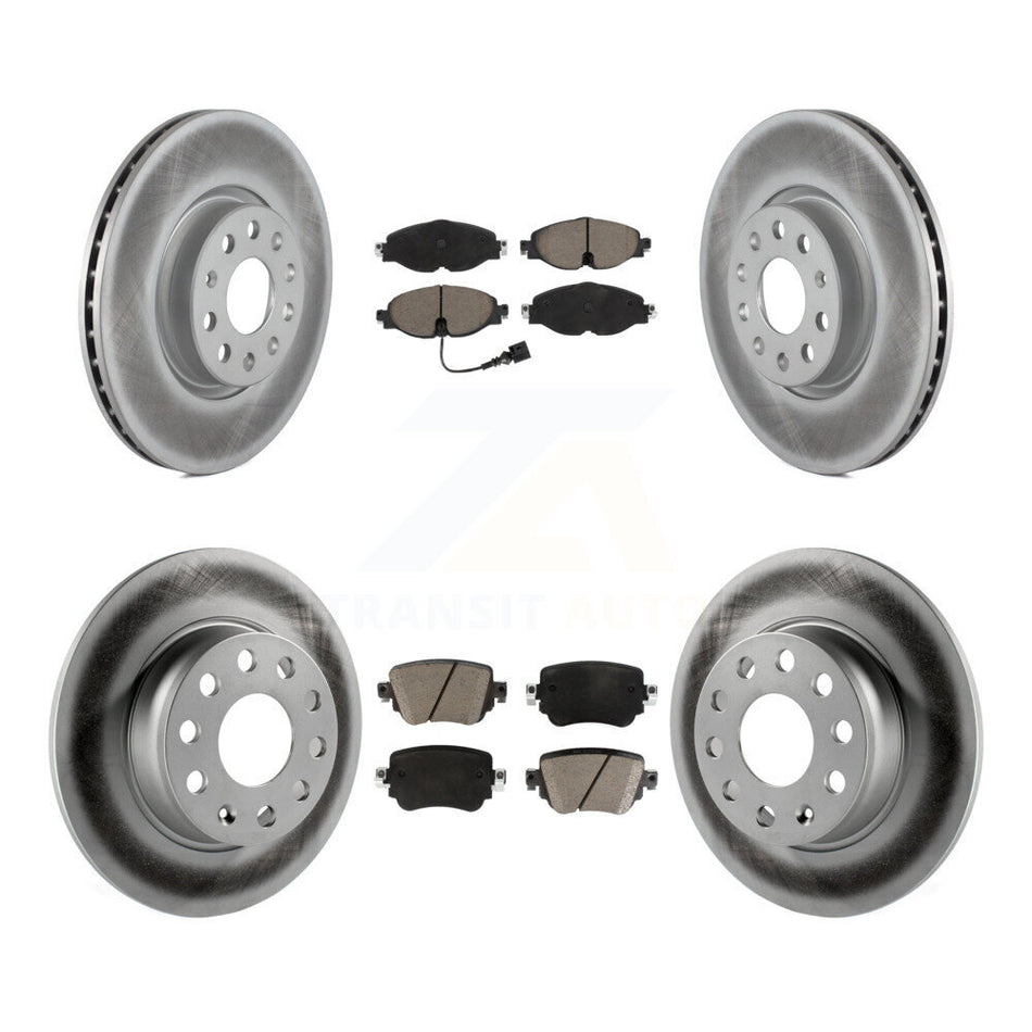 Front Rear Coated Brake Rotor Ceramic Pad Kit For Volkswagen Golf SportWagen GTI Alltrack KGC-100978