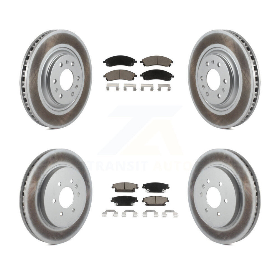 Front Rear Coated Disc Brake Rotors And Ceramic Pads Kit For Cadillac SRX KGC-100987