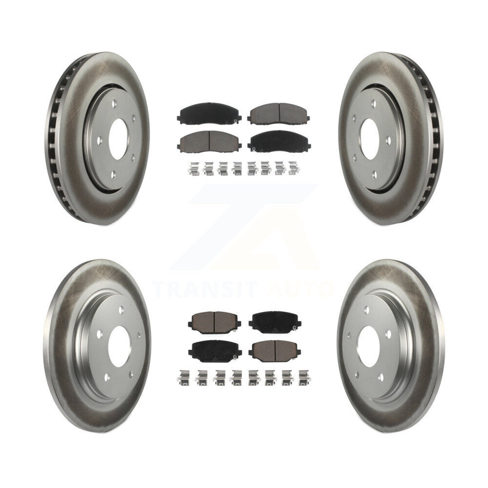 Front Rear Coated Disc Brake Rotors And Ceramic Pads Kit For 2017-2018 Dodge Grand Caravan With Single Piston Caliper KGC-100988