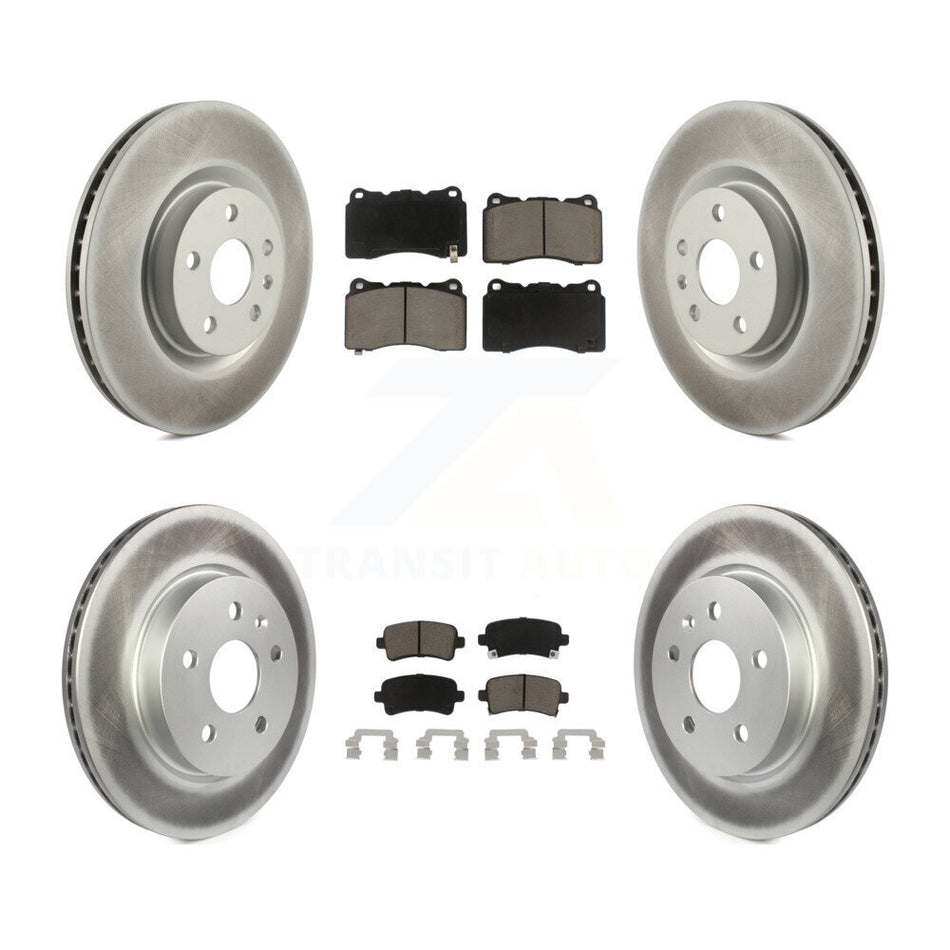 Front Rear Coated Disc Brake Rotors And Ceramic Pads Kit For Cadillac XTS KGC-101003