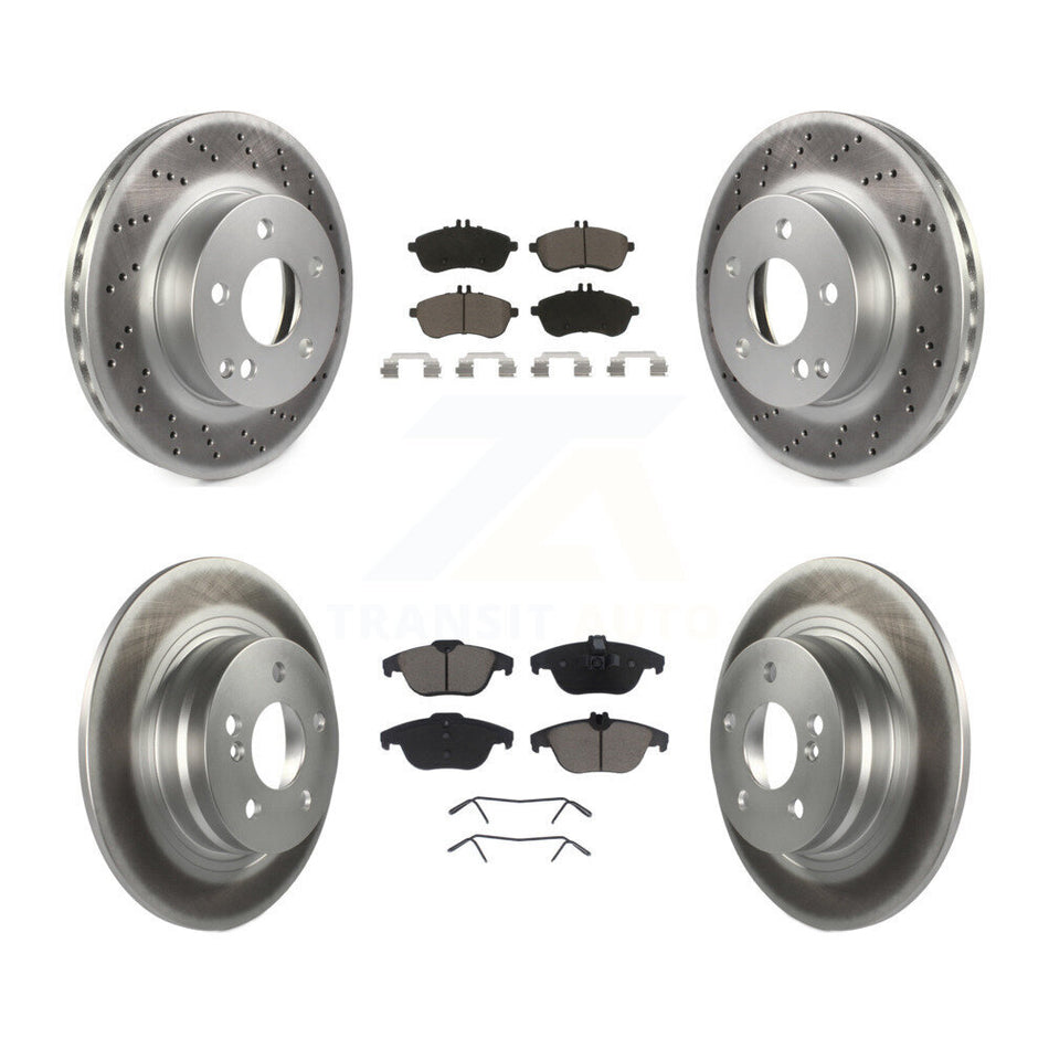 Front Rear Coated Disc Brake Rotors And Ceramic Pads Kit For Mercedes-Benz C300 C250 C230 KGC-101006