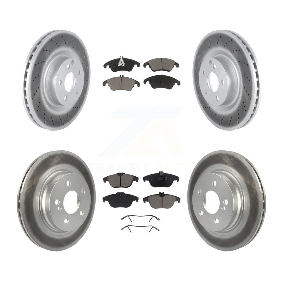 Front Rear Coated Disc Brake Rotors And Ceramic Pads Kit For 2010-2011 Mercedes-Benz E550 Coupe With 300mm Diameter Rotor KGC-101013