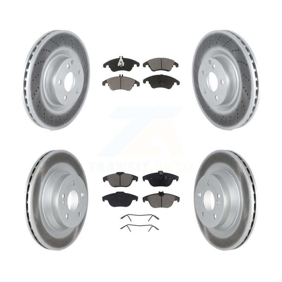 Front Rear Coated Disc Brake Rotors And Ceramic Pads Kit For 2010-2011 Mercedes-Benz E550 Coupe With 320mm Diameter Rotor KGC-101014