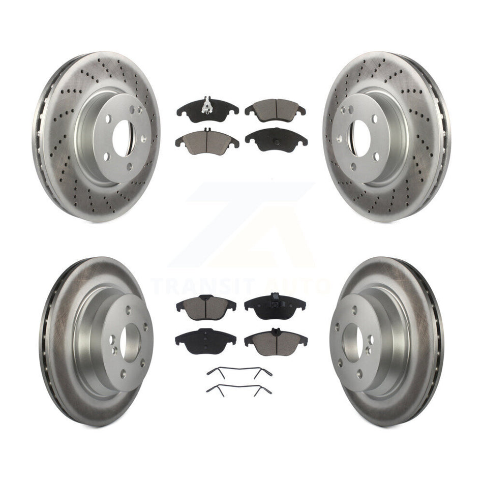 Front Rear Coated Disc Brake Rotors And Ceramic Pads Kit For 2014 Mercedes-Benz E350 Convertible Coupe With 322mm Diameter Rotor KGC-101020