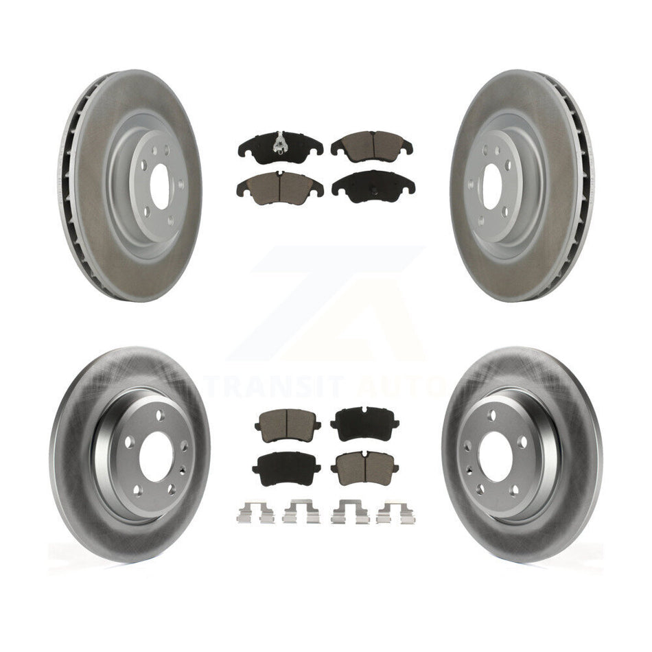 Front Rear Coated Disc Brake Rotors And Ceramic Pads Kit For 2013 Audi A6 With 345mm Diameter Rotor KGC-101050