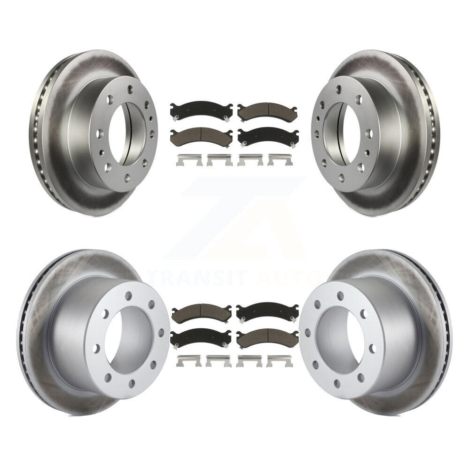 Front Rear Coated Disc Brake Rotors And Ceramic Pads Kit For Chevrolet Silverado 3500 HD GMC Sierra Classic KGC-101052