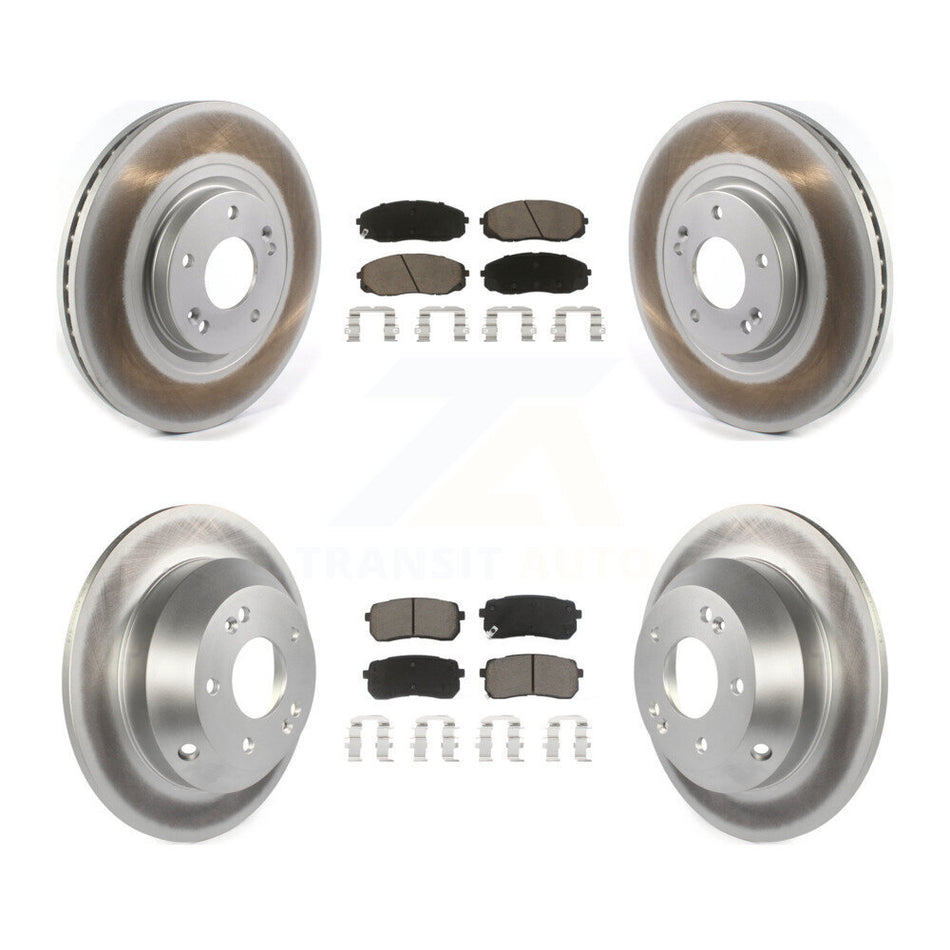 Front Rear Coated Disc Brake Rotors And Ceramic Pads Kit For 2015-2019 Kia Sedona KGC-101104