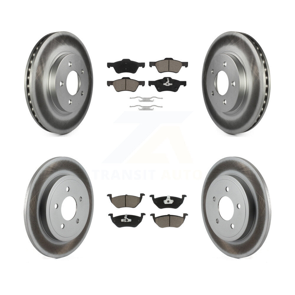 Front Rear Coated Disc Brake Rotors And Ceramic Pads Kit For Ford Escape Mercury Mariner KGC-101127