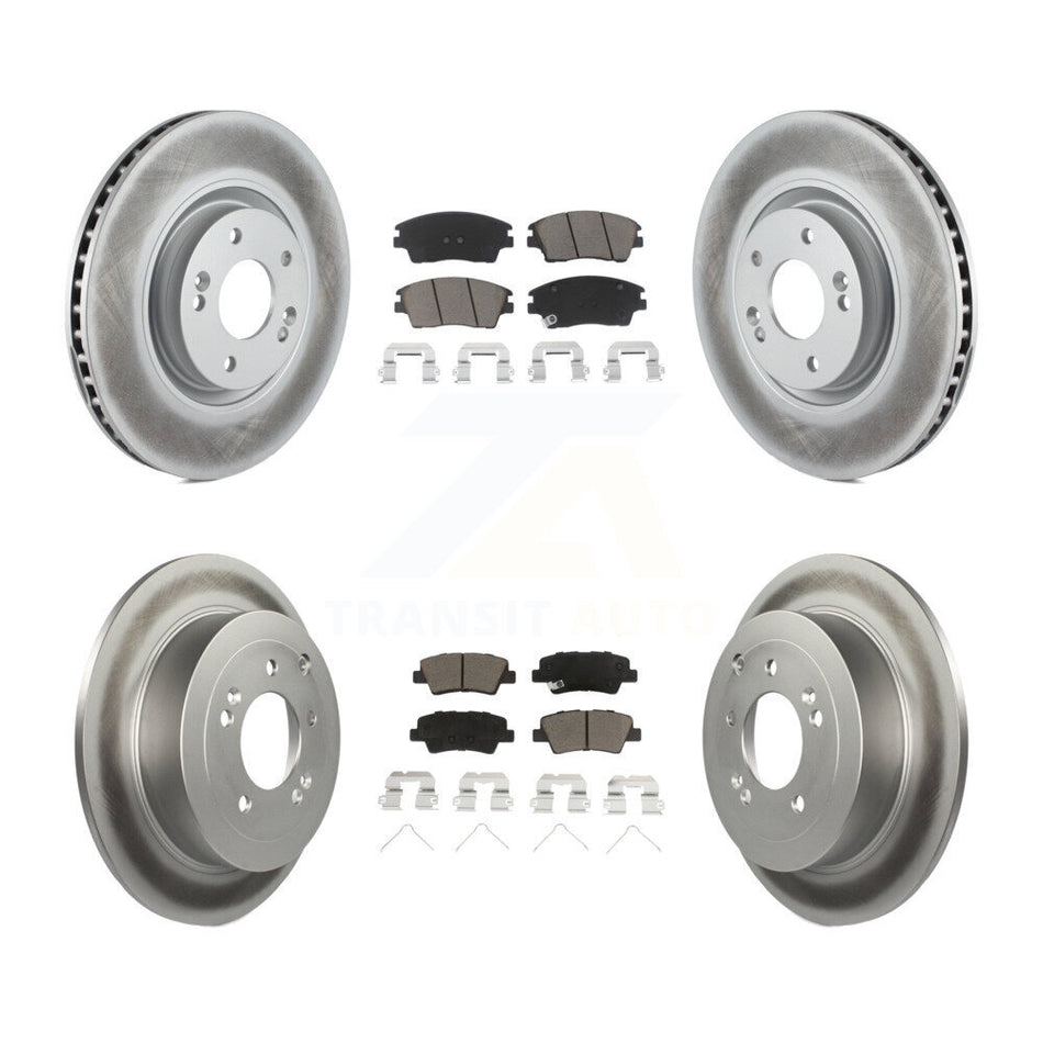 Front Rear Coated Disc Brake Rotors And Ceramic Pads Kit For 2017-2021 Kia Sportage Turbocharged With Manual Parking KGC-101133