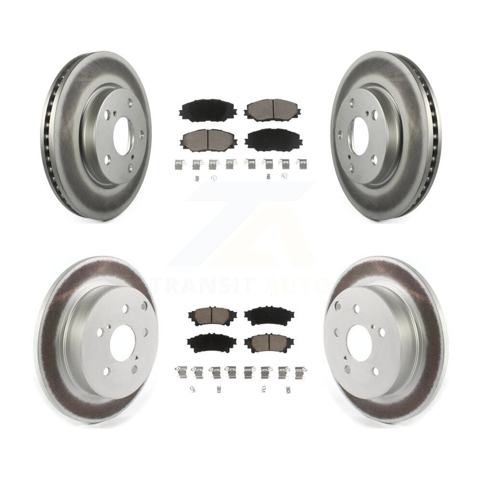 Front Rear Coated Disc Brake Rotors And Ceramic Pads Kit For 2012-2018 Toyota Prius V KGC-101137