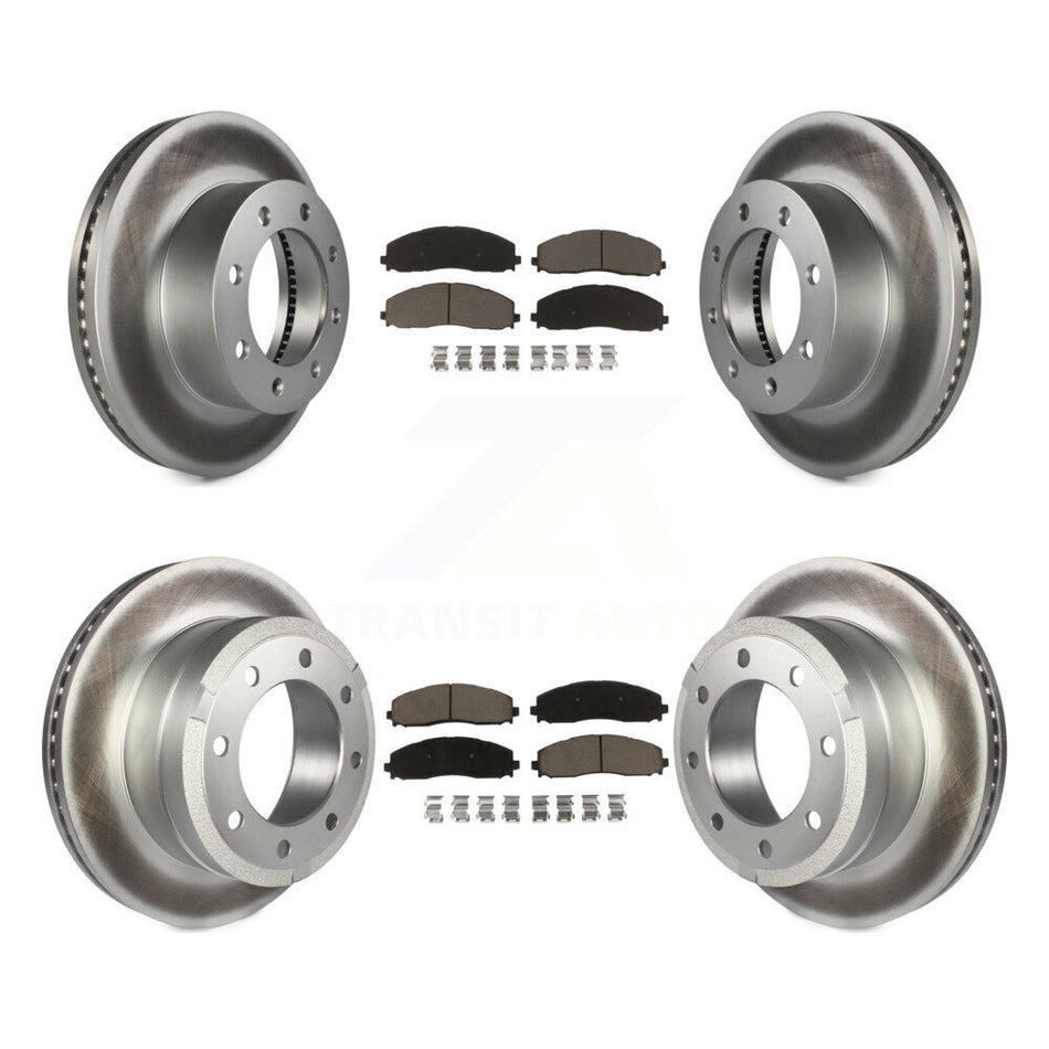 Front Rear Coated Disc Brake Rotors And Ceramic Pads Kit For Ford F-250 Super Duty F-350 4WD KGC-101152