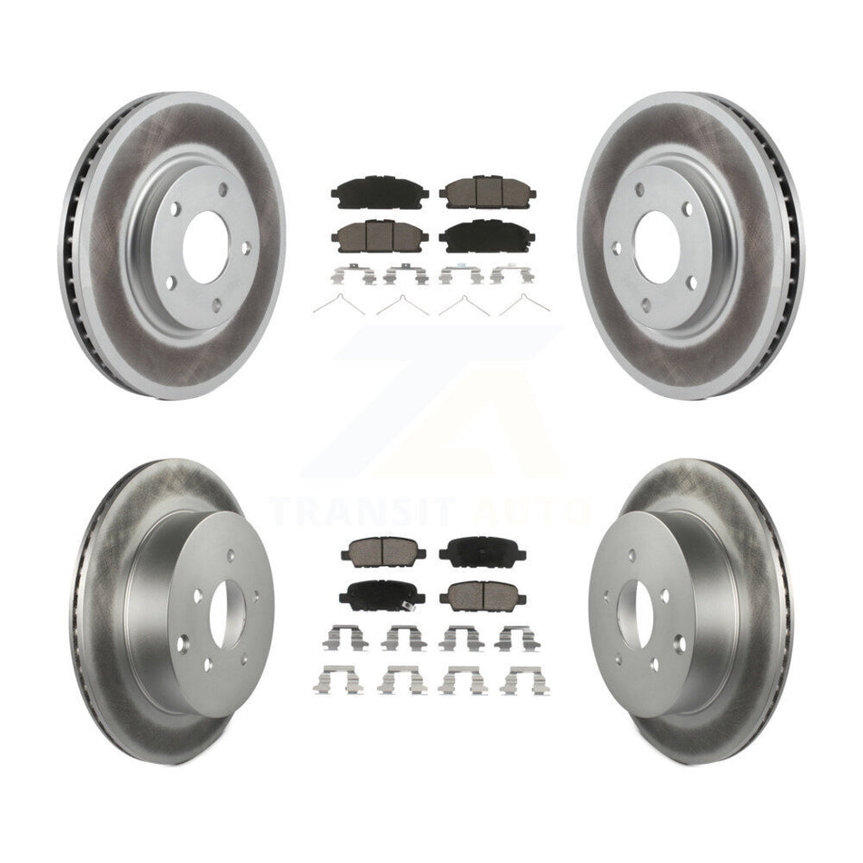 Front Rear Coated Disc Brake Rotors And Ceramic Pads Kit For 2011-2017 Nissan Quest KGC-101155