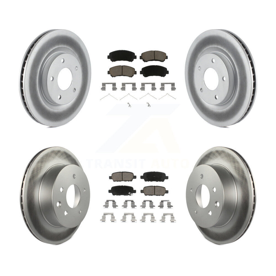 Front Rear Coated Disc Brake Rotors And Ceramic Pads Kit For Nissan Rogue Select KGC-101166