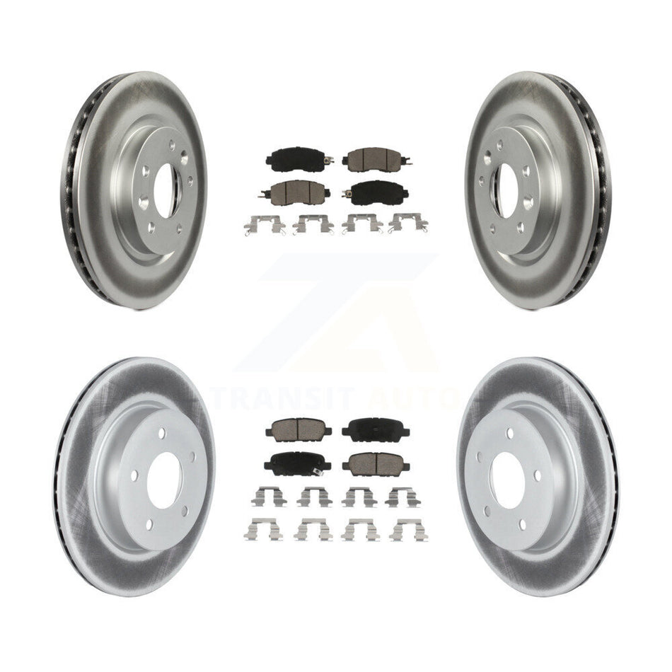 Front Rear Coated Disc Brake Rotors And Ceramic Pads Kit For 2017 Nissan LEAF With Electric Parking KGC-101187