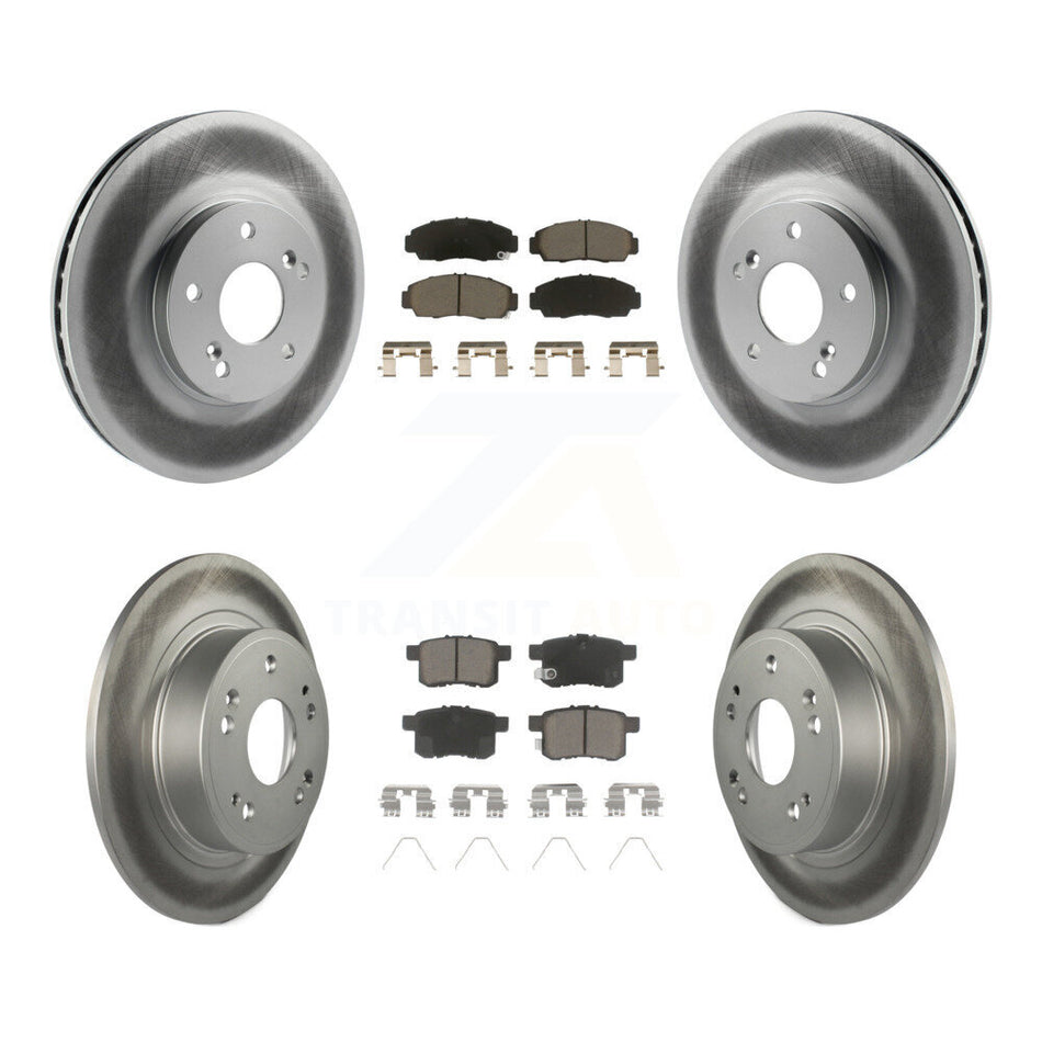 Front Rear Coated Disc Brake Rotors And Ceramic Pads Kit For Honda Accord Acura TSX KGC-101191