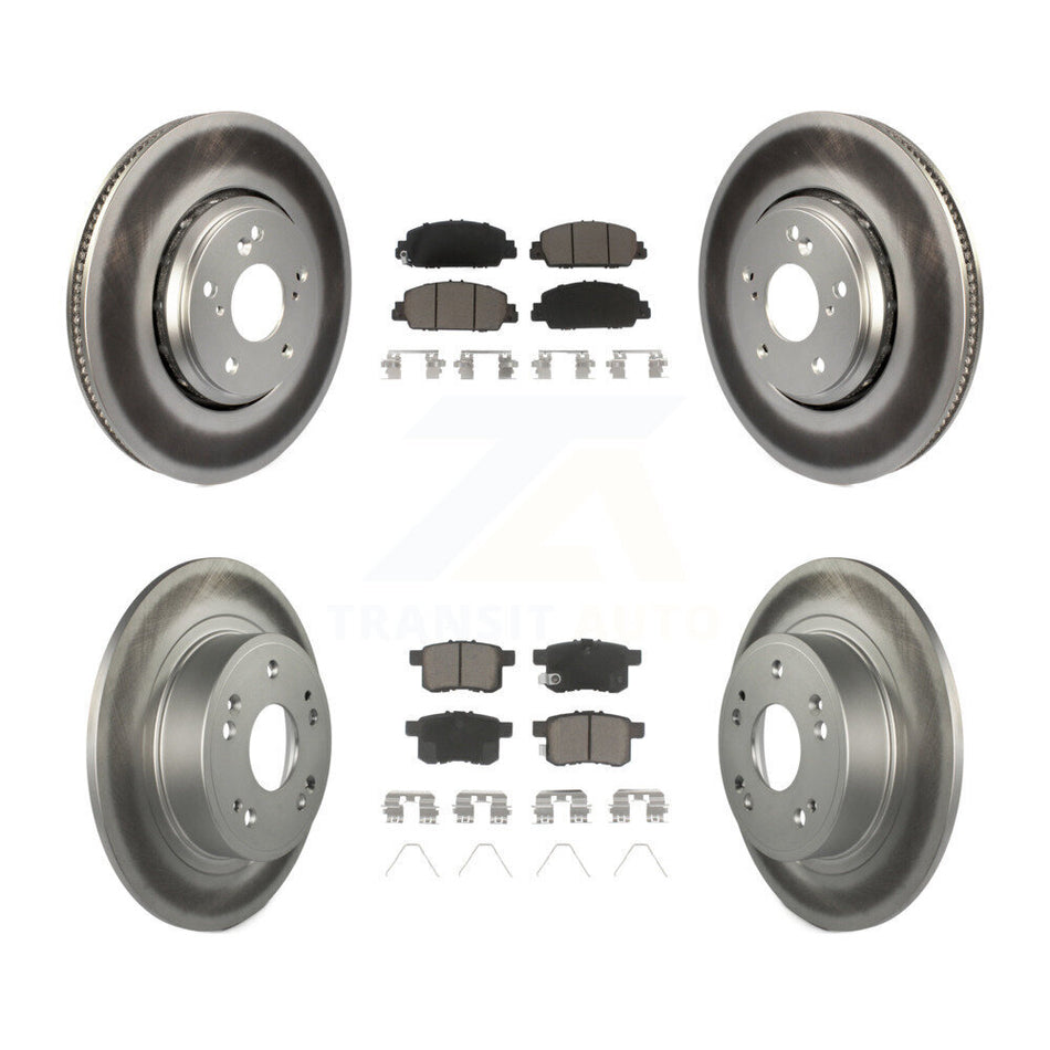 Front Rear Coated Disc Brake Rotors And Ceramic Pads Kit For 2017 Honda Accord Hybrid EX-L Touring KGC-101196