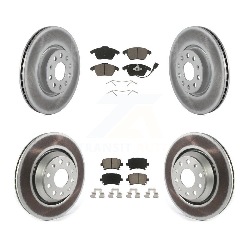 Front Rear Coated Disc Brake Rotors And Ceramic Pads Kit For 2009-2010 Volkswagen Passat CC With 312mm Diameter Rotor KGC-101223