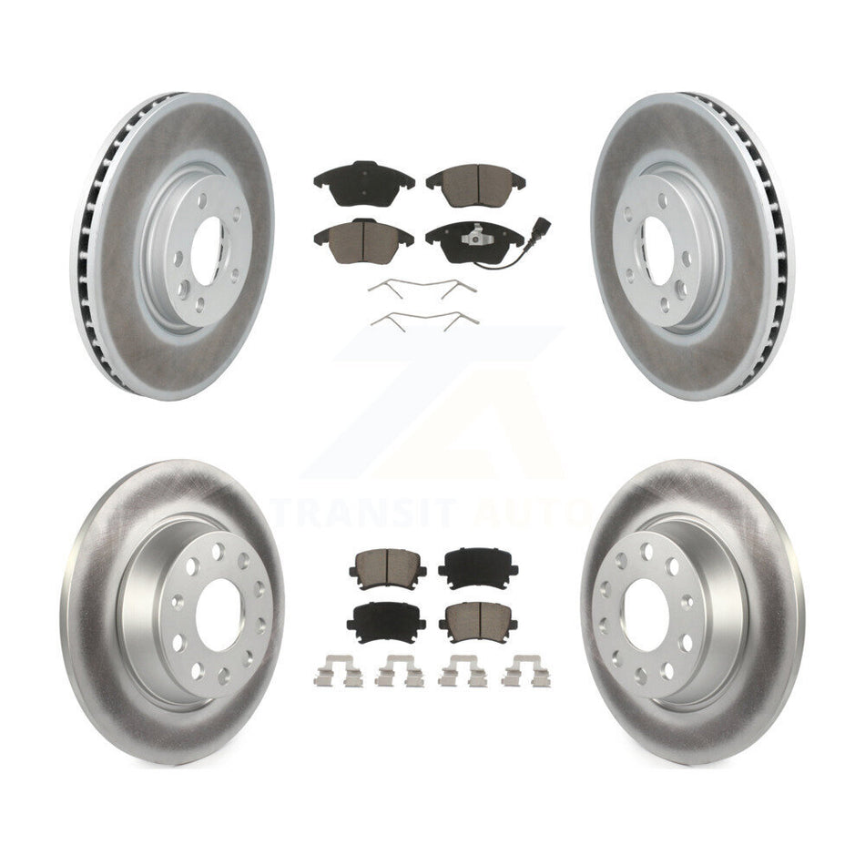 Front Rear Coated Disc Brake Rotors And Ceramic Pads Kit For Volkswagen CC With 340mm Diameter Rotor KGC-101227