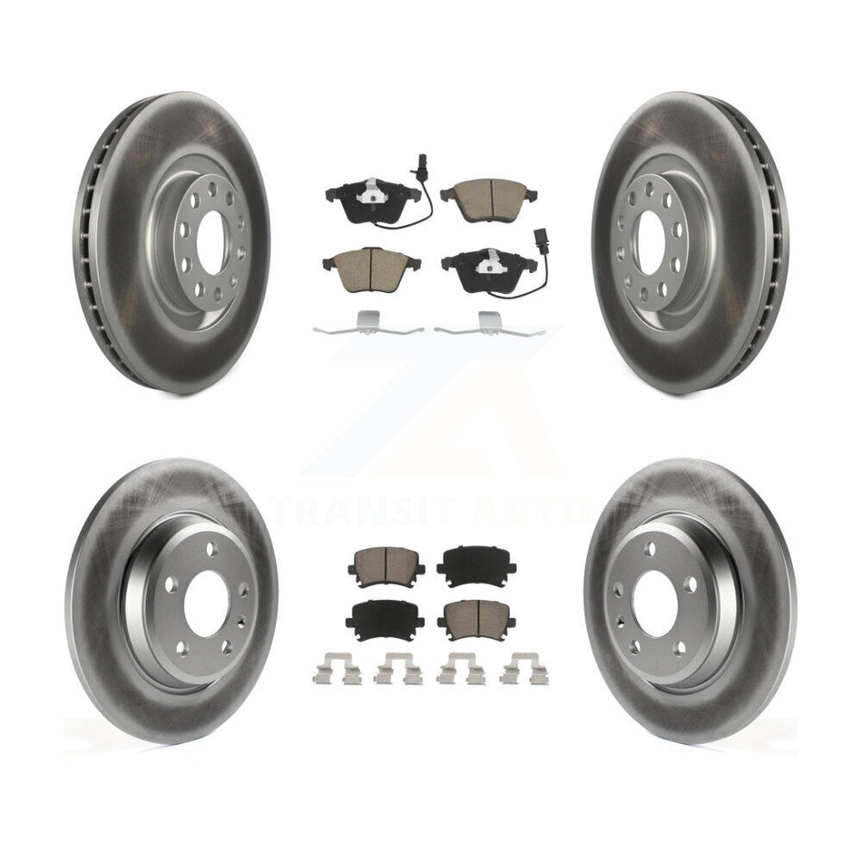 Front Rear Coated Disc Brake Rotors And Ceramic Pads Kit For 2009 Audi A4 Quattro Convertible With 300mm Diameter Rotor KGC-101232