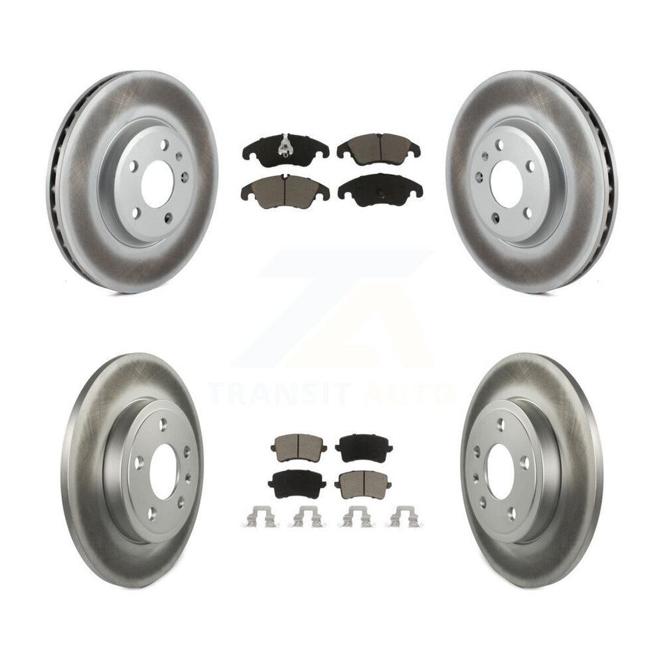 Front Rear Coated Disc Brake Rotors And Ceramic Pads Kit For 2009 Audi A4 Quattro Sedan Wagon With 288mm Diameter Rotor KGC-101233