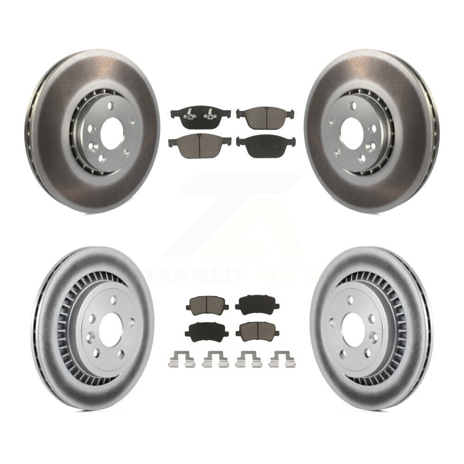 Front Rear Coated Disc Brake Rotors And Ceramic Pads Kit For 2010-2015 Volvo XC60 KGC-101254