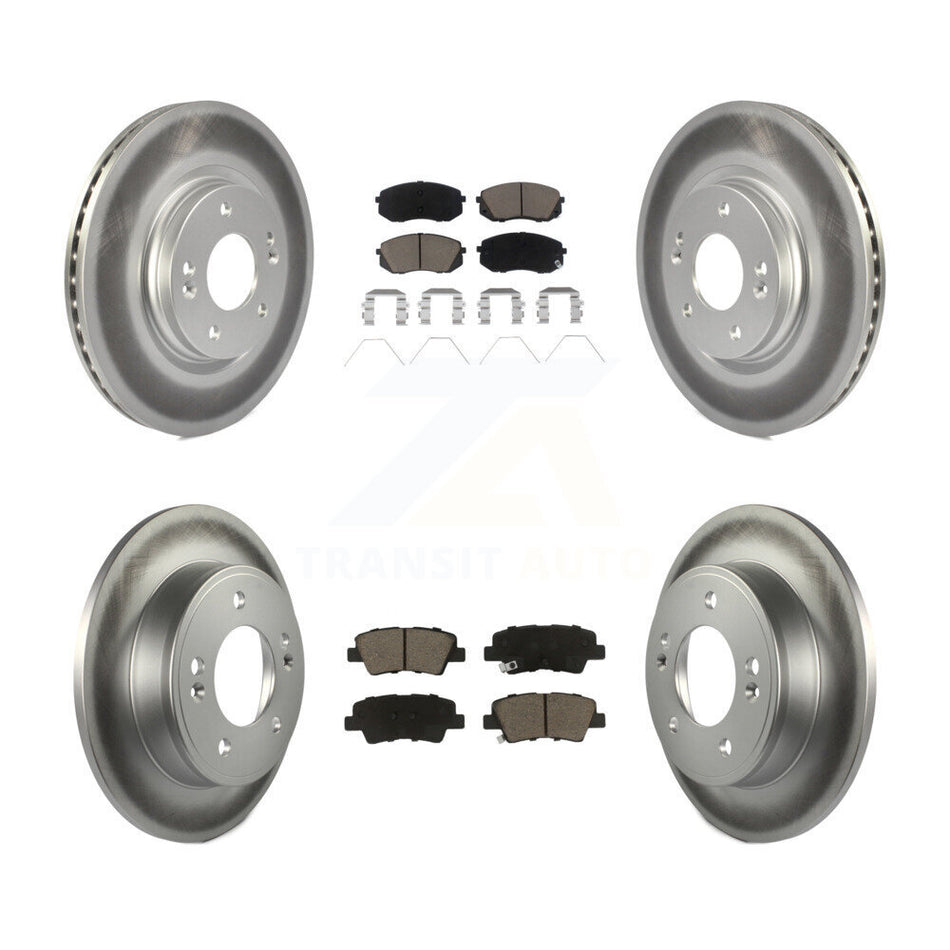 Front Rear Coated Disc Brake Rotors And Ceramic Pads Kit For Kia Soul Forte KGC-101269